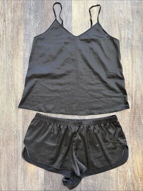 Black Satin Cami and Short Sleep Set - Women Intimates & Sleepwear